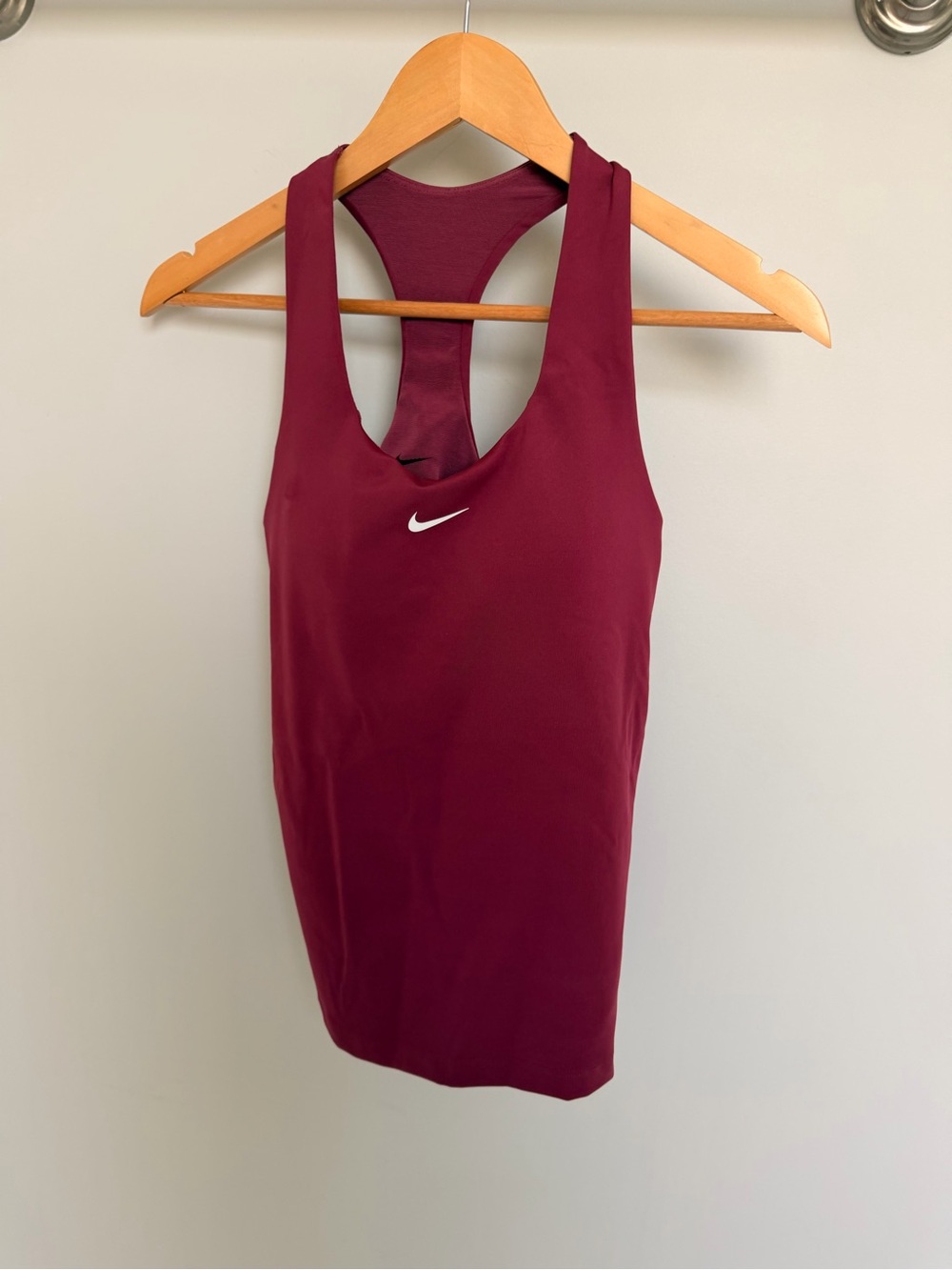 Nike Women's Burgundy Racerback Tank with White Swoosh